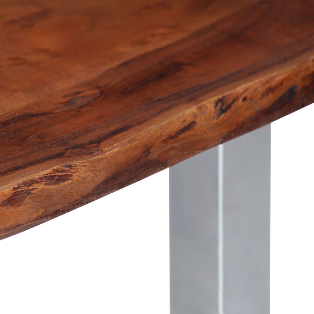 Mesa De Centro Borde Natural Madera Maciza Acacia 115x60x40 Cm_2
