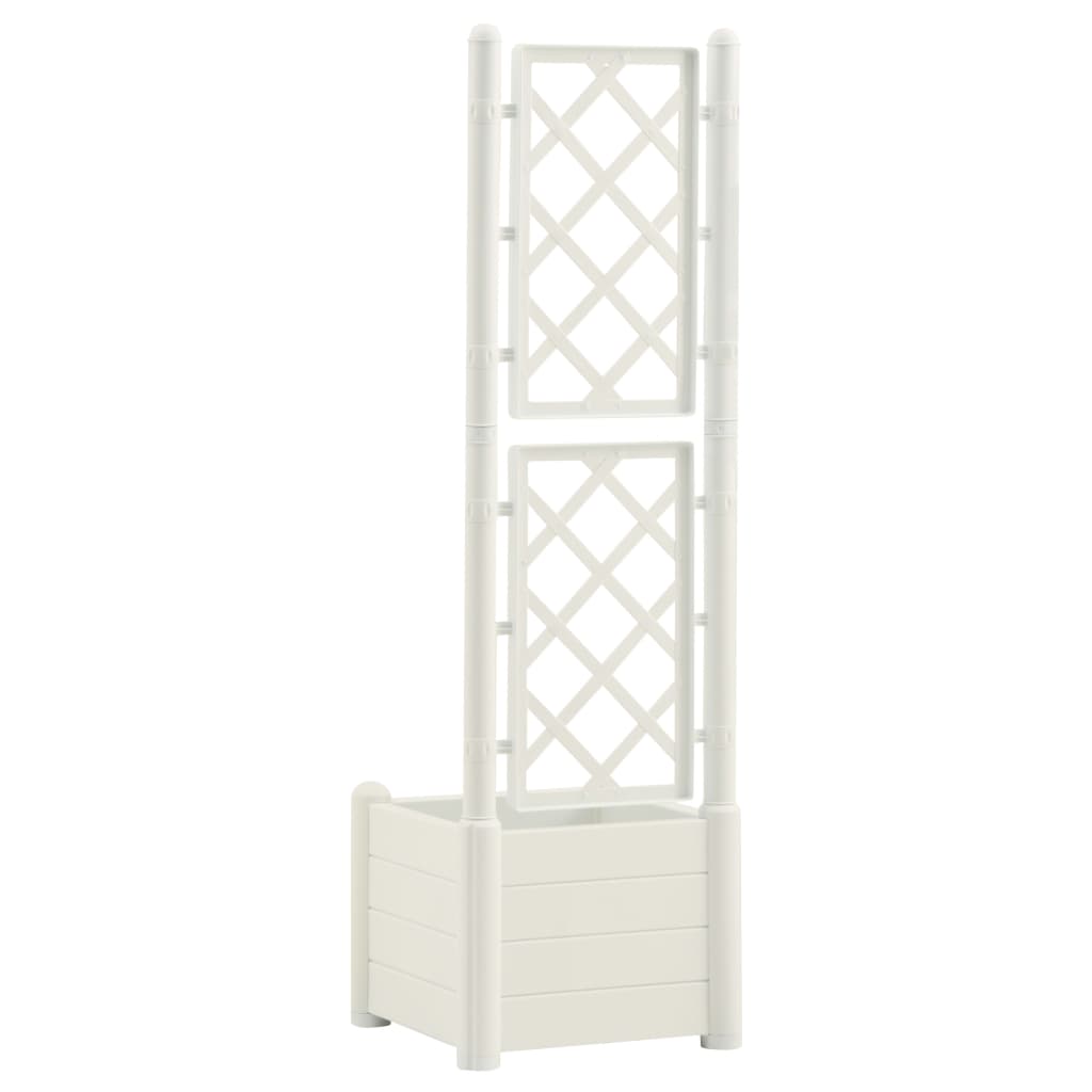 Jardinera Con Enrejado Pp Blanco 43x43x142 Cm_4
