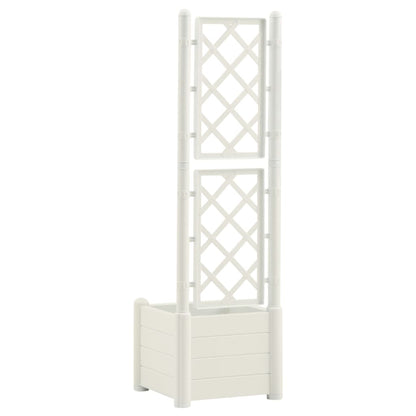 Jardinera Con Enrejado Pp Blanco 43x43x142 Cm_4
