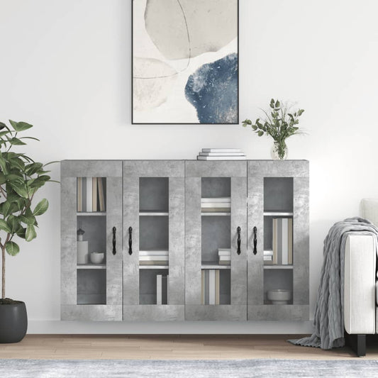 Armarios De Pared 2 Uds Madera De Ingeniería Gris Hormigón_0