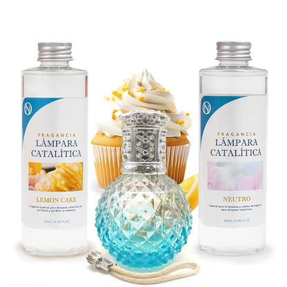 Pack Ahorro Lámpara Catalítica Blue Diamonds + Fragancia Lemon Cake 200ml + Limpiador Neutro 200ml + Mecha Repuesto_0