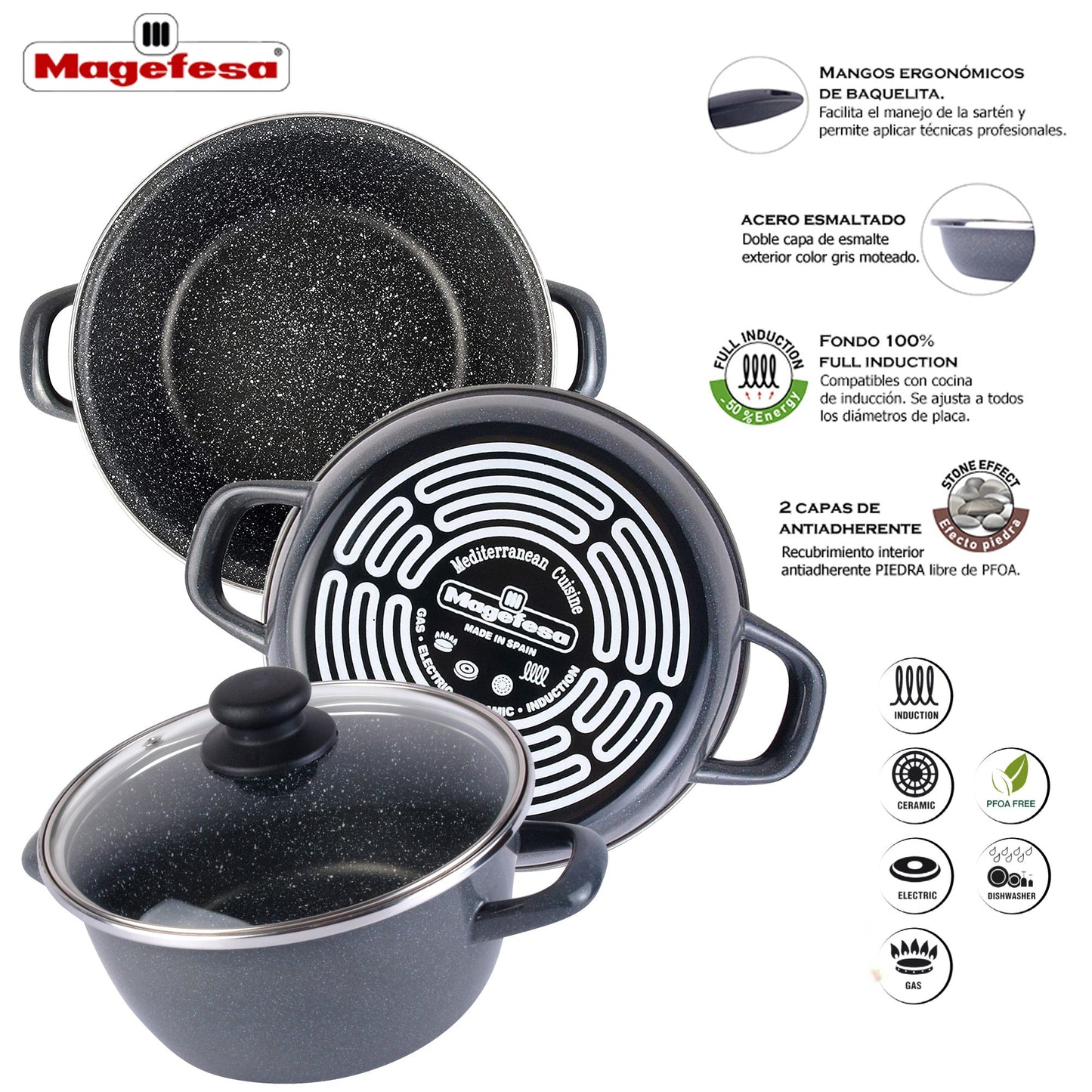 Cacerola k2 Gransasso  Ø16cm Con Tapa De Vidrio