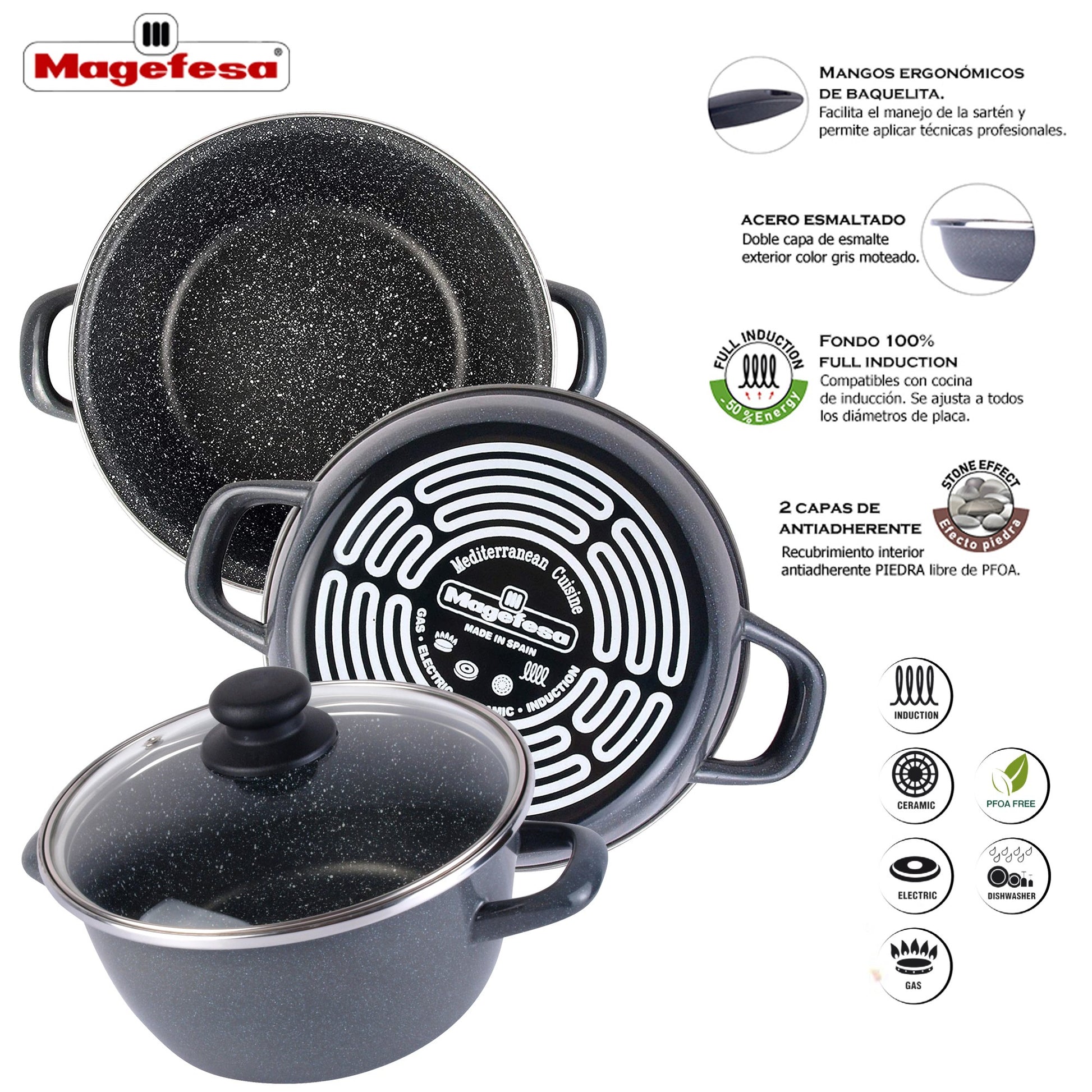 Cacerola k2 Gransasso  Ø16cm Con Tapa De Vidrio