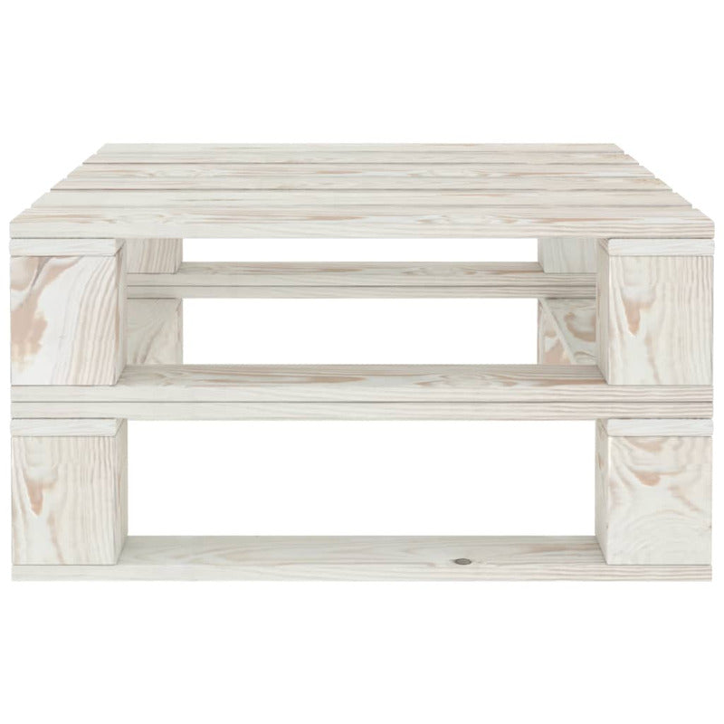 Vidaxl Juego De Muebles De Palets Para Jardín 7 Piezas Madera Blanco_3
