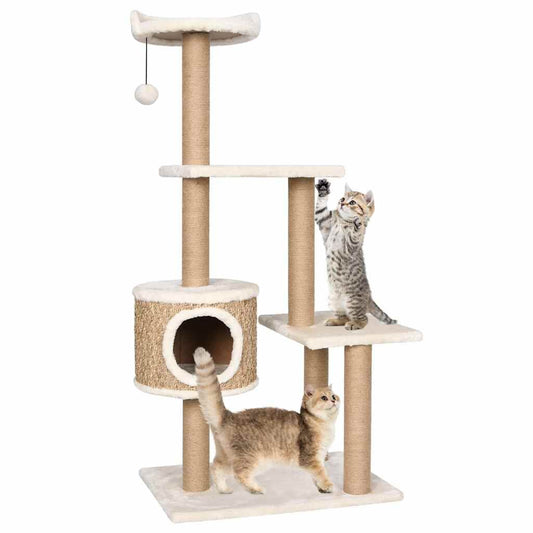 Vidaxl Árbol Para Gatos Con Poste Rascador 123 Cm Hierba Marina_0