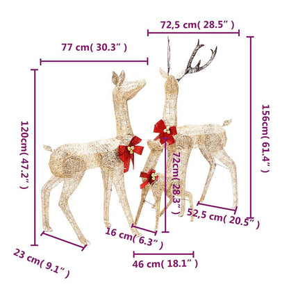 Vidaxl Figuras De Familia De Renos De Navidad Dorado 201 Led_2