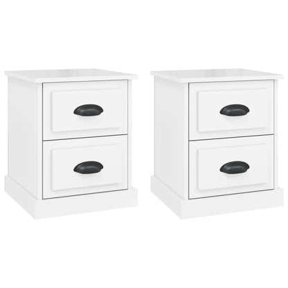 Mesitas De Noche 2 Uds Madera Blanco Brillante 39x39x47,5 Cm_0