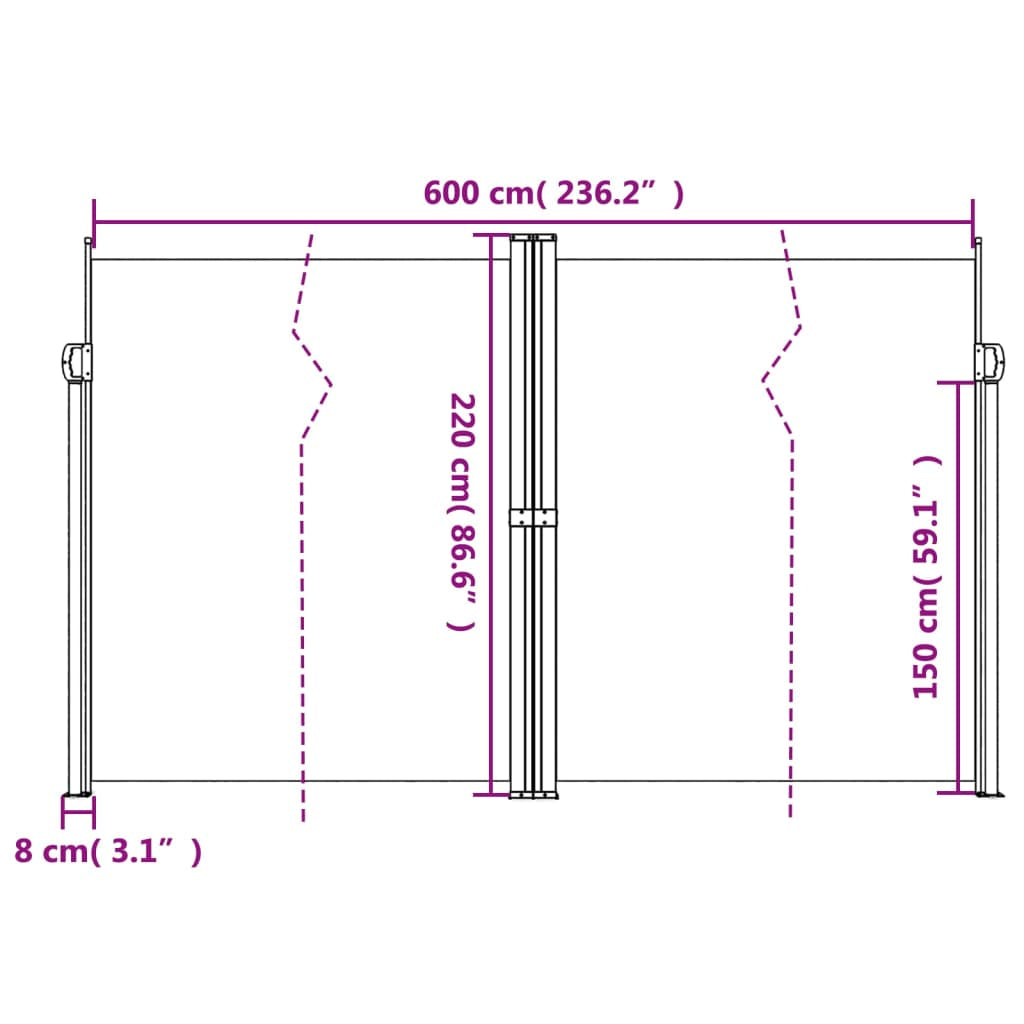 Vidaxl Toldo Lateral Retráctil Verde Oscuro 220x600 Cm_2
