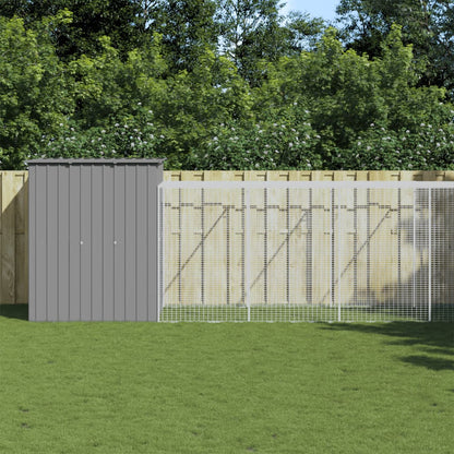 Vidaxl Gallinero Con Corral Acero Galvanizado Gris Claro 165x863x181cm_1