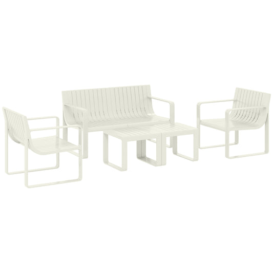 Outsunny Conjunto De Jardín Exterior Con 2 Sillones 1 Sofá De 2 Plazas Y 2 Mesas_0