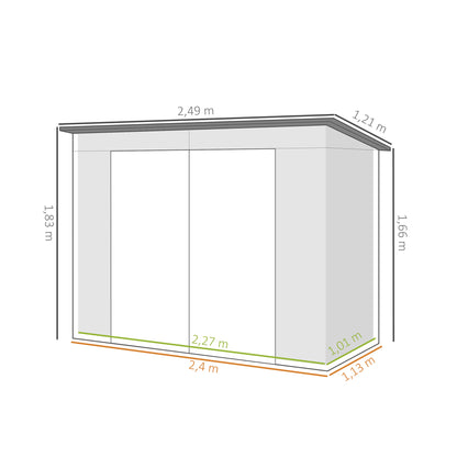 Outsunny Caseta De Jardín Exterior 2,7m² 249x121x183 Cm Con Doble Puerta Verde_2