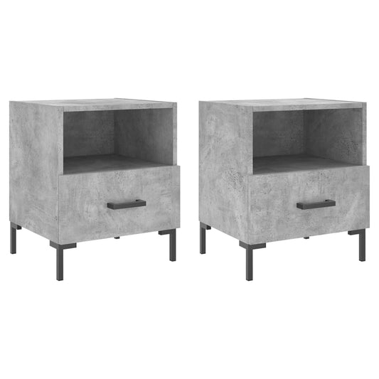 Mesita Noche 2 Uds Madera Ingeniería Gris Hormigón 40x35x47,5cm_0