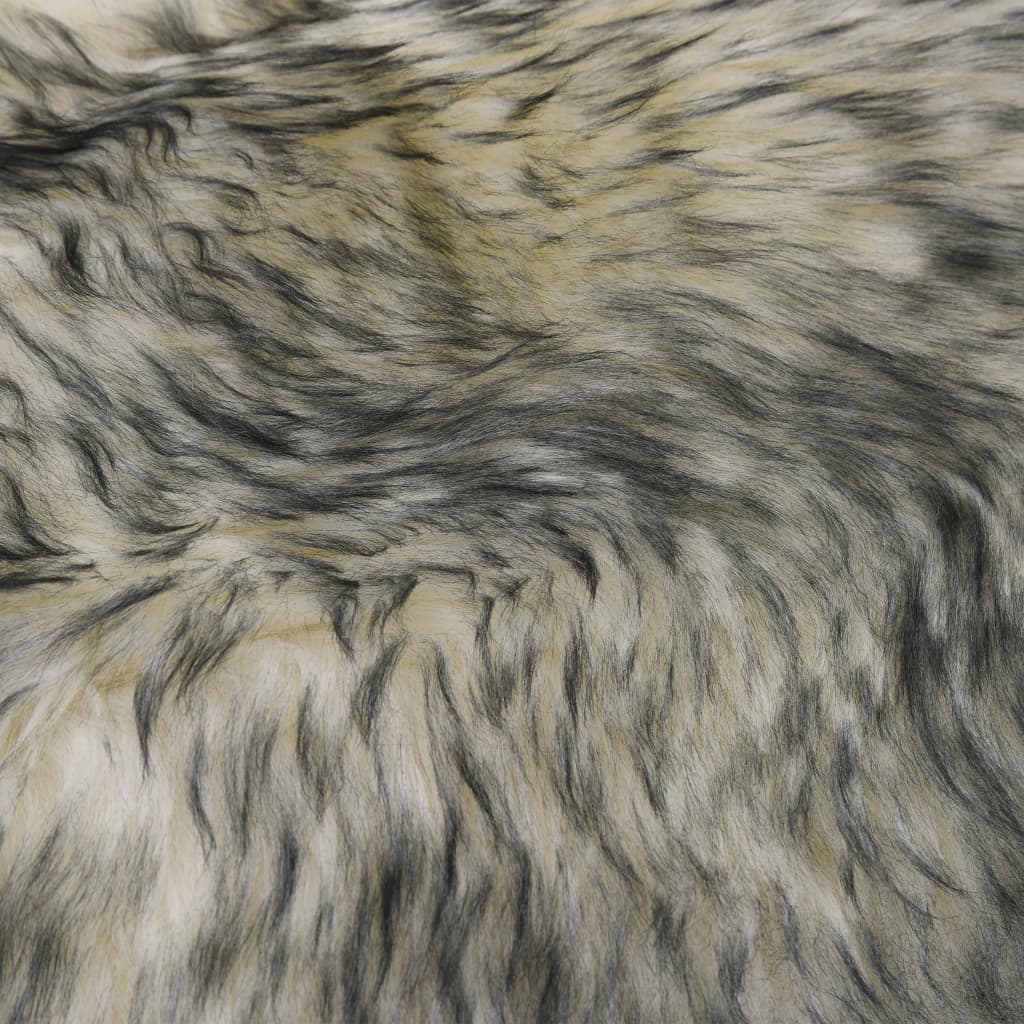 Alfombra De Piel De Oveja Mezcla De Gris Oscuro 60x180 Cm / Vetonek_3
