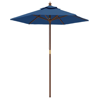 Sombrilla De Jardín Con Poste De Madera Azul Celeste 196x231 Cm_0