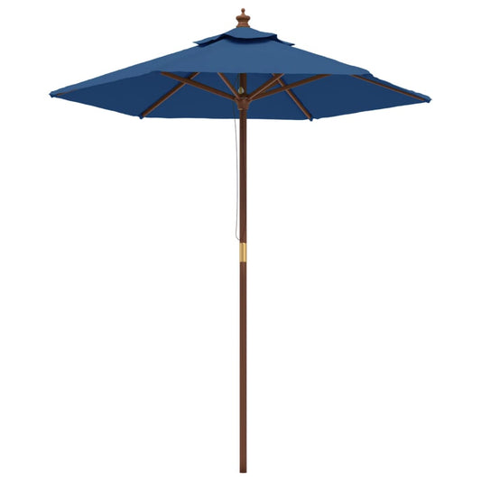 Sombrilla De Jardín Con Poste De Madera Azul Celeste 196x231 Cm_0