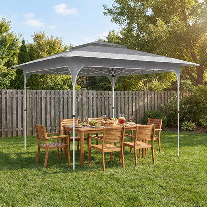 Outsunny Carpa Plegable 3,5x3,5 M Con Doble Techo Altura Ajustable Upf50+ Gris_1