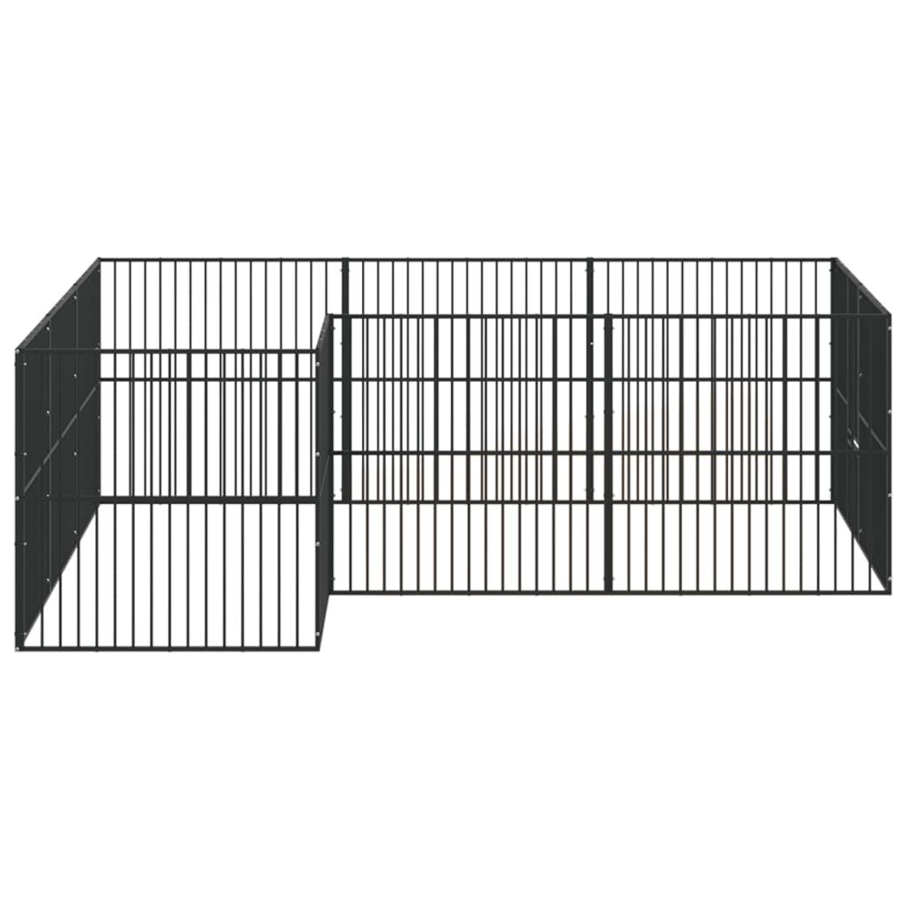 Vidaxl Corralito Para Perros Con 12 Paneles Acero Galvanizado Negro_4