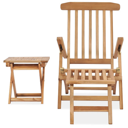 Tumbona Con Reposapiés Y Mesita Madera Maciza De Teca_1