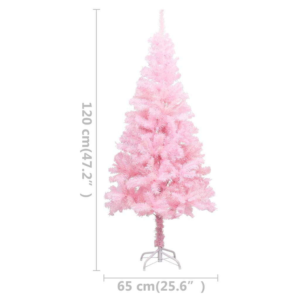 Vidaxl Árbol De Navidad Preiluminado Con Luces Y Soporte Rosa 120 Cm_2