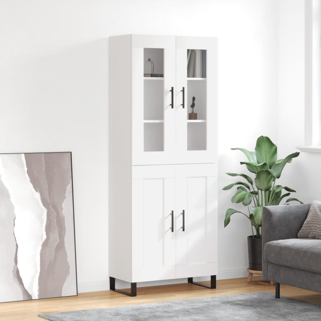 Aparador Alto Madera Contrachapada Blanco 69,5x34x180 Cm_0
