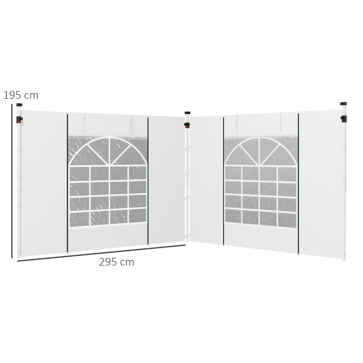 Outsunny Paredes Laterales Para Carpa De 2 Paneles 295x195 Cm Con Ventana Blanco_2