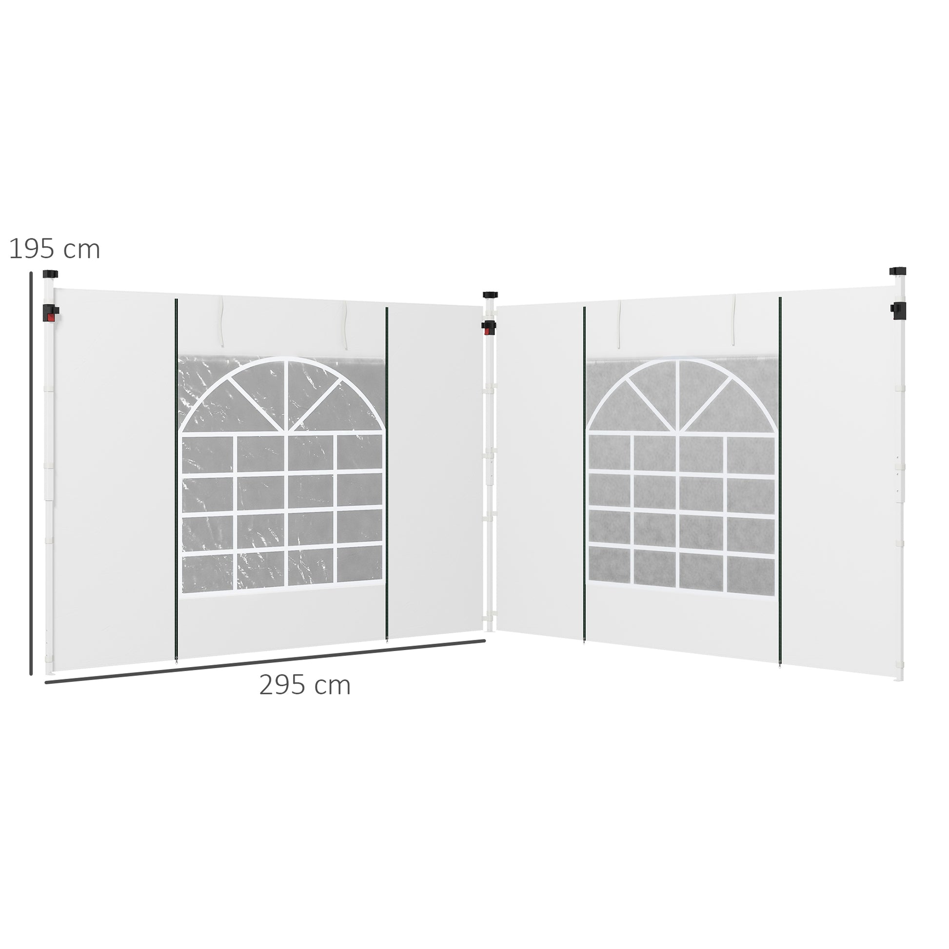 Outsunny Paredes Laterales Para Carpa De 2 Paneles 295x195 Cm Con Ventana Blanco_2