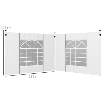 Outsunny Paredes Laterales Para Carpa De 2 Paneles 295x195 Cm Con Ventana Blanco_2