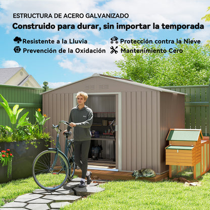Caseta De Jardín Outsunny Acero Galvanizado Gris Claro 277x195x192 Cm 845-031v03lg_3