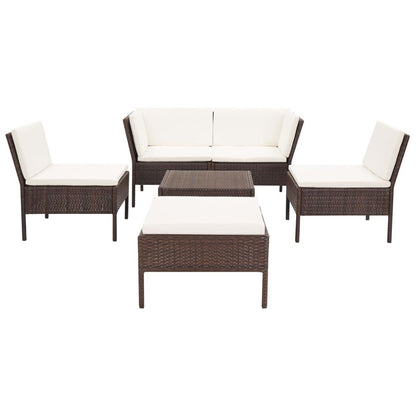 Vidaxl Set Muebles De Jardín 6 Piezas Y Cojines Ratán Sintético Marrón_1