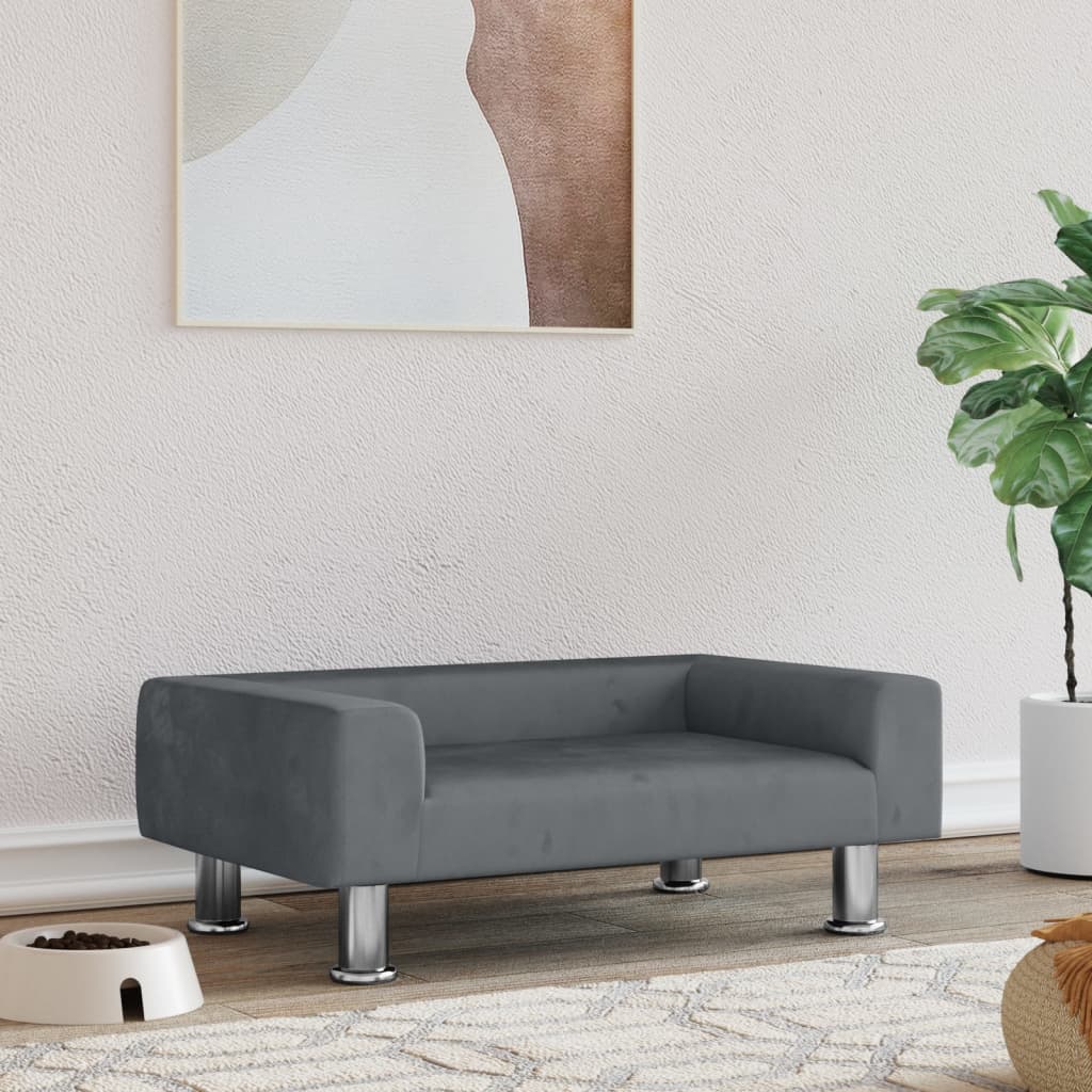 Cama Para Perros De Terciopelo Gris Oscuro 70x45x26,5 Cm / Vetonek_2