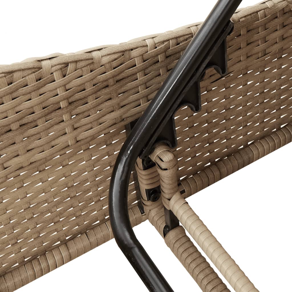 Tumbona Con Cojín Ratán Sintético Beige 60x205x73 Cm / Vetonek_3