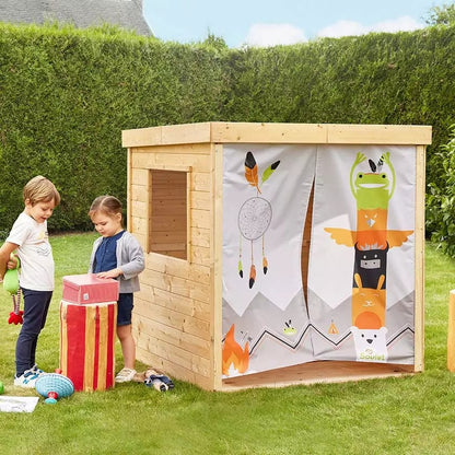 Casita infantil de madera con cortina Indian Soulet