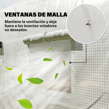 Invernadero De Túnel Outsunny Pe, Metal Galvanizado Blanco 395x300x200 Cm_4