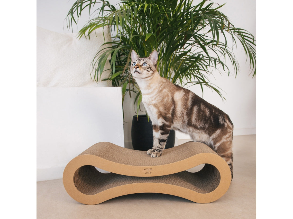 Rascador Para Gatos Con Forma De Infinito Reversible De Cartón Reciclado Althea Living 75x27x19cm_3