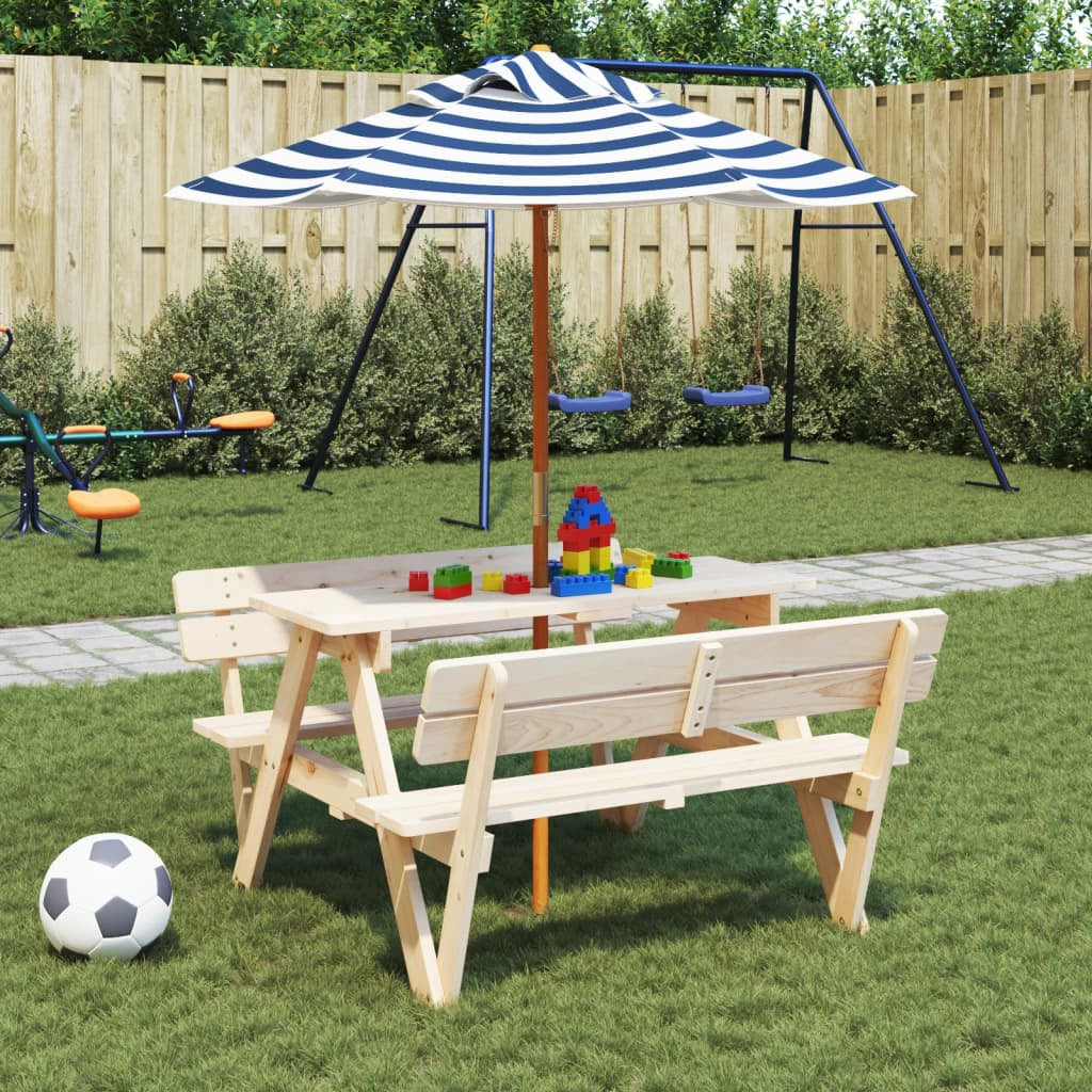 Vidaxl Sombrilla De Jardín Para Niños Con Poste De Madera Ø120x140 Cm_1