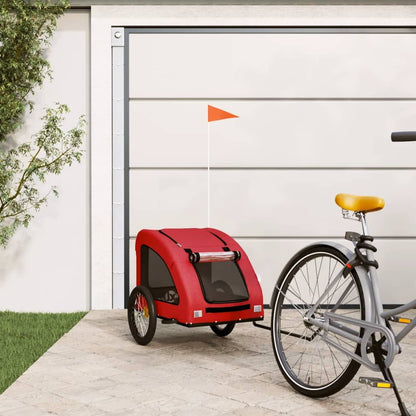 Vidaxl Remolque De Bicicleta Mascotas Hierro Tela Oxford Rojo_1
