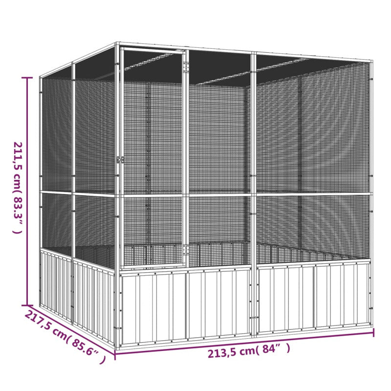 Vidaxl Jaula Pájaros Acero Galvanizado Gris 213,5x217,5x211,5 Cm_5