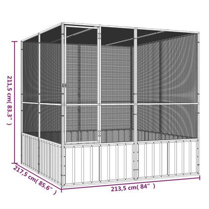 Vidaxl Jaula Pájaros Acero Galvanizado Gris 213,5x217,5x211,5 Cm_5