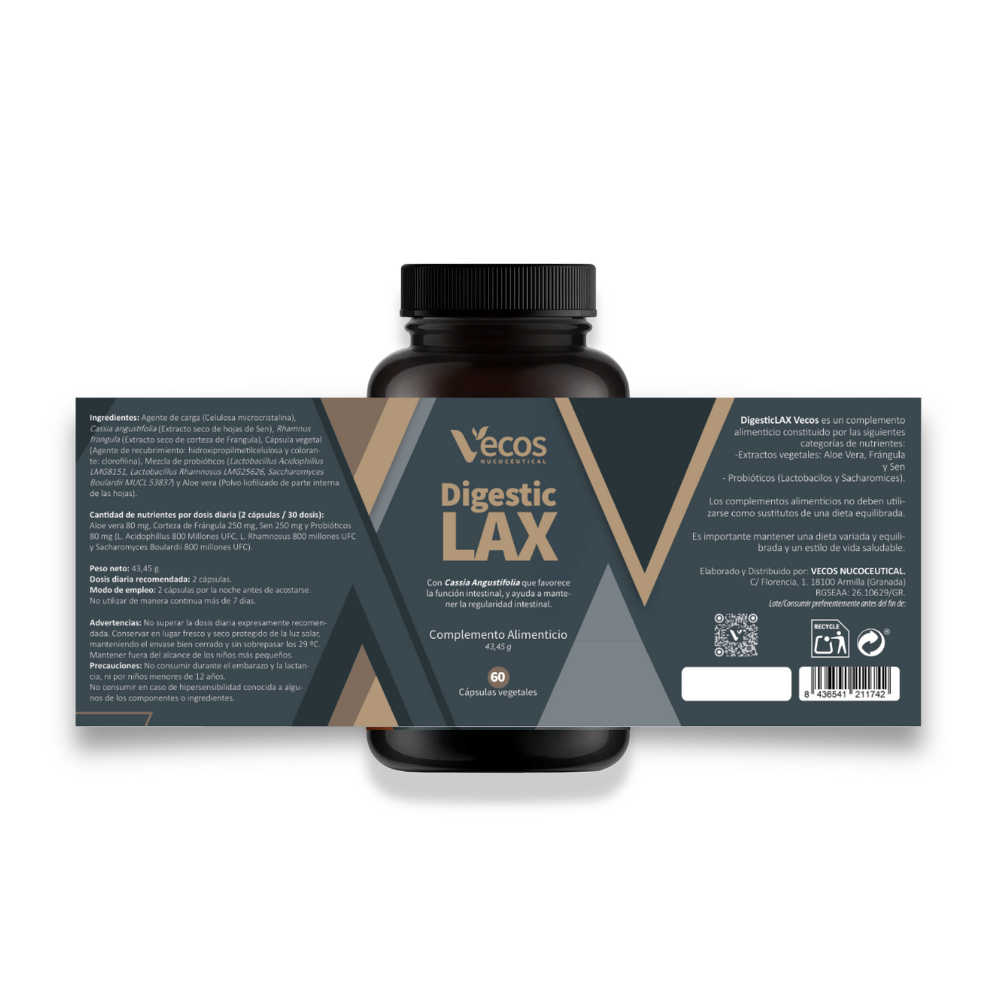 Digestic Lax Vecos 60 Cápsulas | Tránsito Intestinal Y Efecto Laxante | Con Sen, Frángula Y Aloe Vera_4
