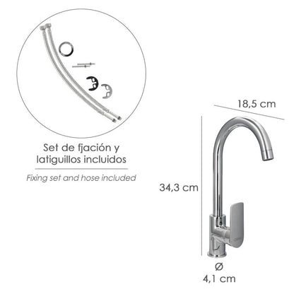 Monomando Fregadero Cocina Hamburgo Grifo Baño, Grifo Encimera, Grifo Cocina, Grifo Mezclador. Cartucho Ceramico Ø 35 Mm.