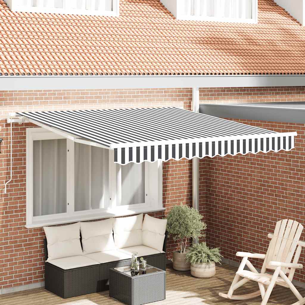 Toldo Retráctil Manual Gris Antracita Y Blanco 300x250 Cm_1