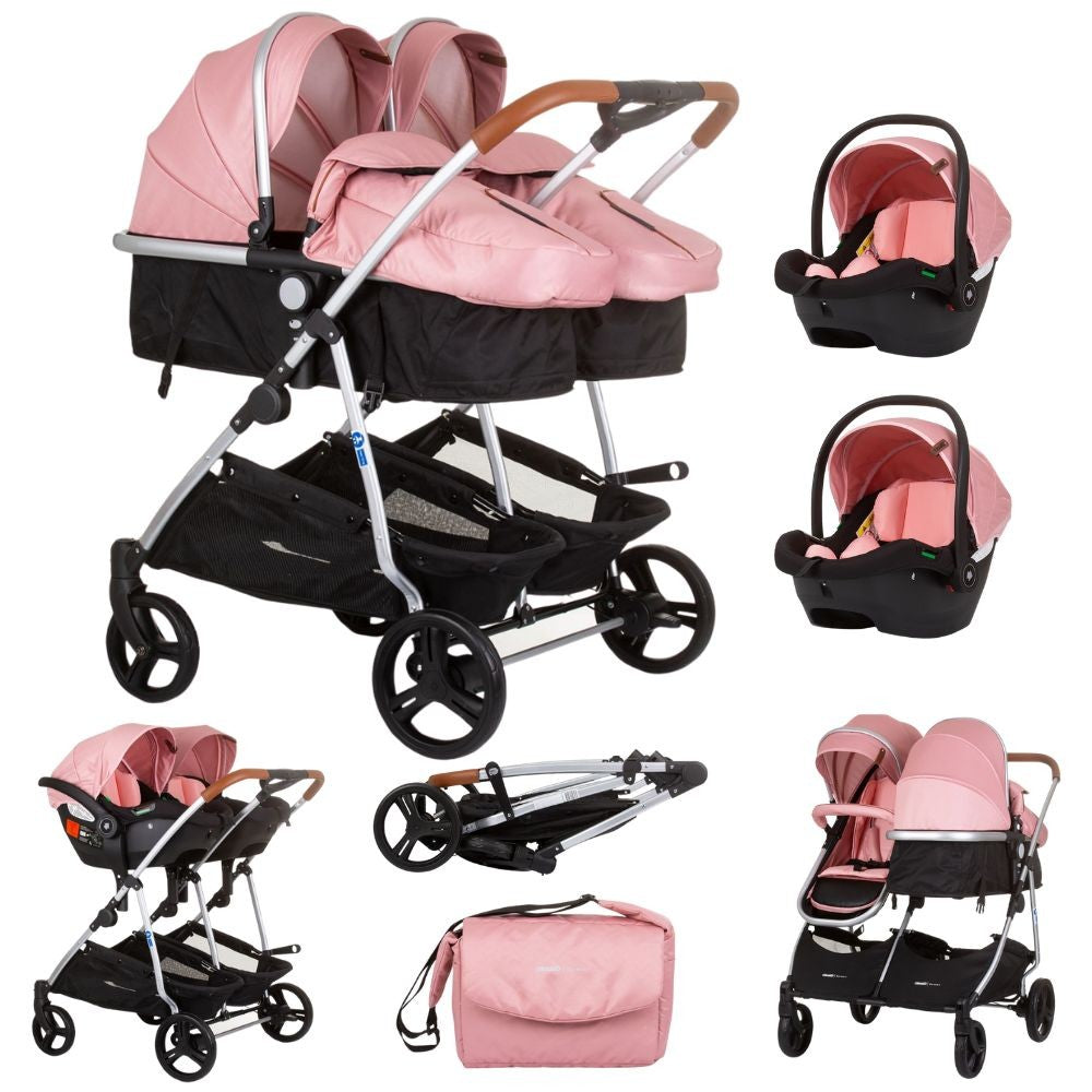 Carrito De Bebé Gemelar Dúo Smart Con 2 Grupo 0+ Flamingo_0