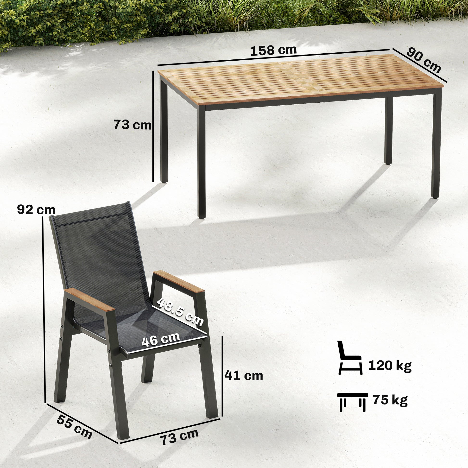 Outsunny Conjunto De Mesa Y Sillas Jardín De 7 Piezas_2