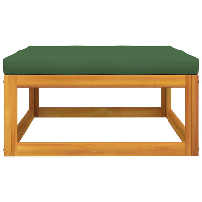 Vidaxl Reposapiés De Jardín Madera Maciza Acacia Con Cojín Verde_5