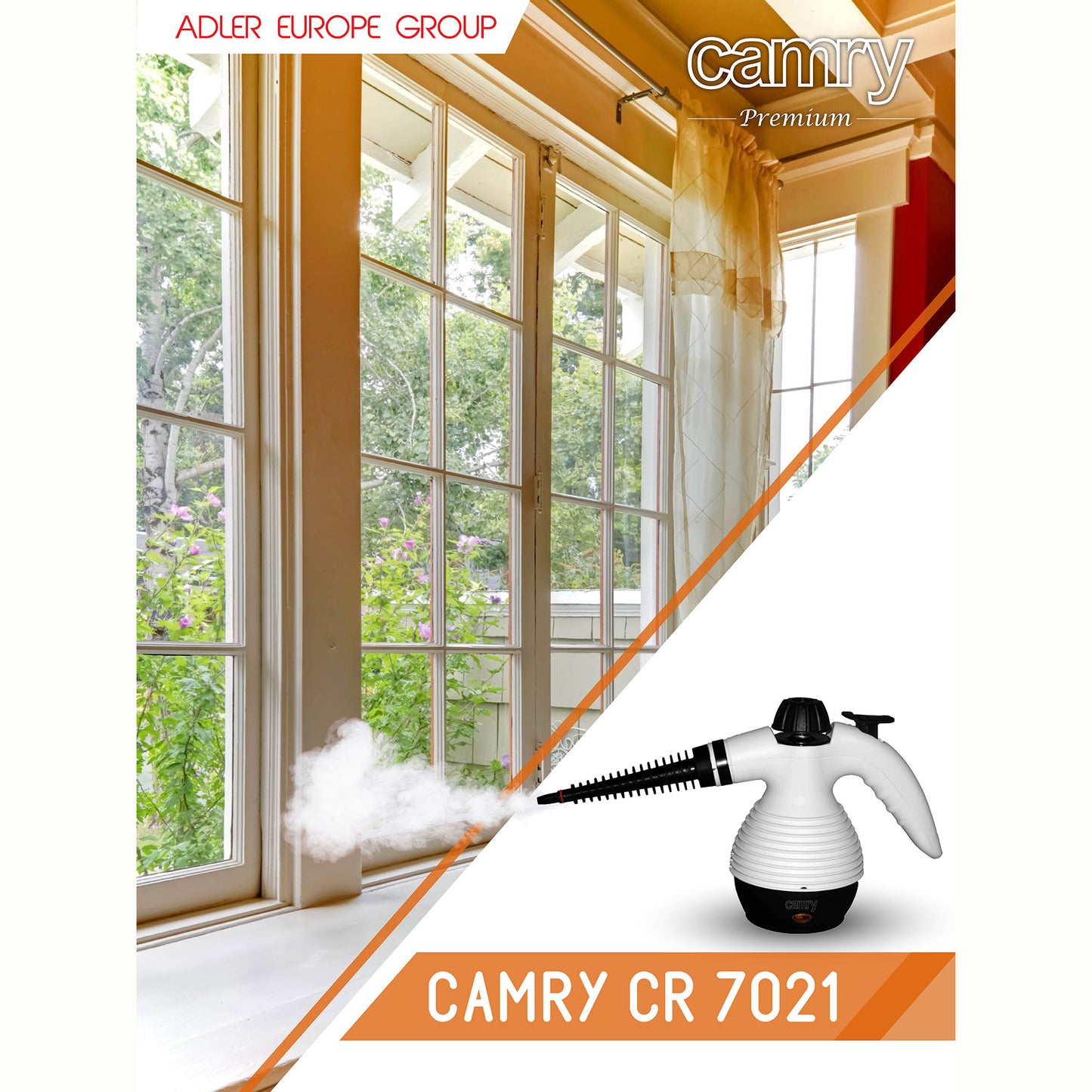 Vaporeta Limpiador Vapor A Presión 3,5 Bar, Desinfección Portátil Depósito 350ml, 10 Accesorios Camry Cr7021, Blanco/negro