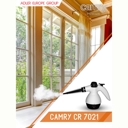 Vaporeta Limpiador Vapor A Presión 3,5 Bar, Desinfección Portátil Depósito 350ml, 10 Accesorios Camry Cr7021, Blanco/negro