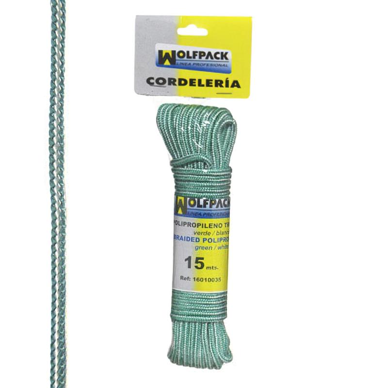 Cuerda Trenzada Polipropileno Blanca / Verde (madeja 15 M.)_0