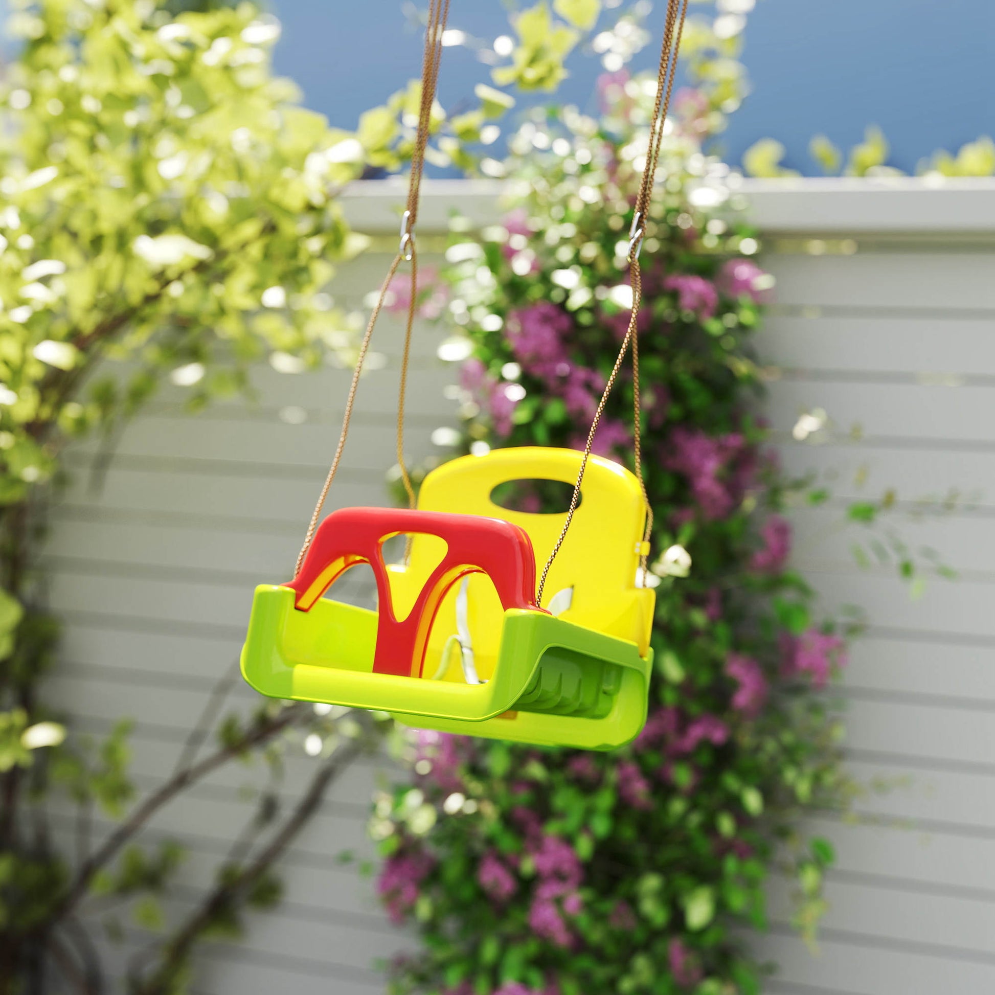 Outsunny Columpio Para Bebés 3 En 1 Con Respaldo Desmontable 42x33x120-180 Cm_1