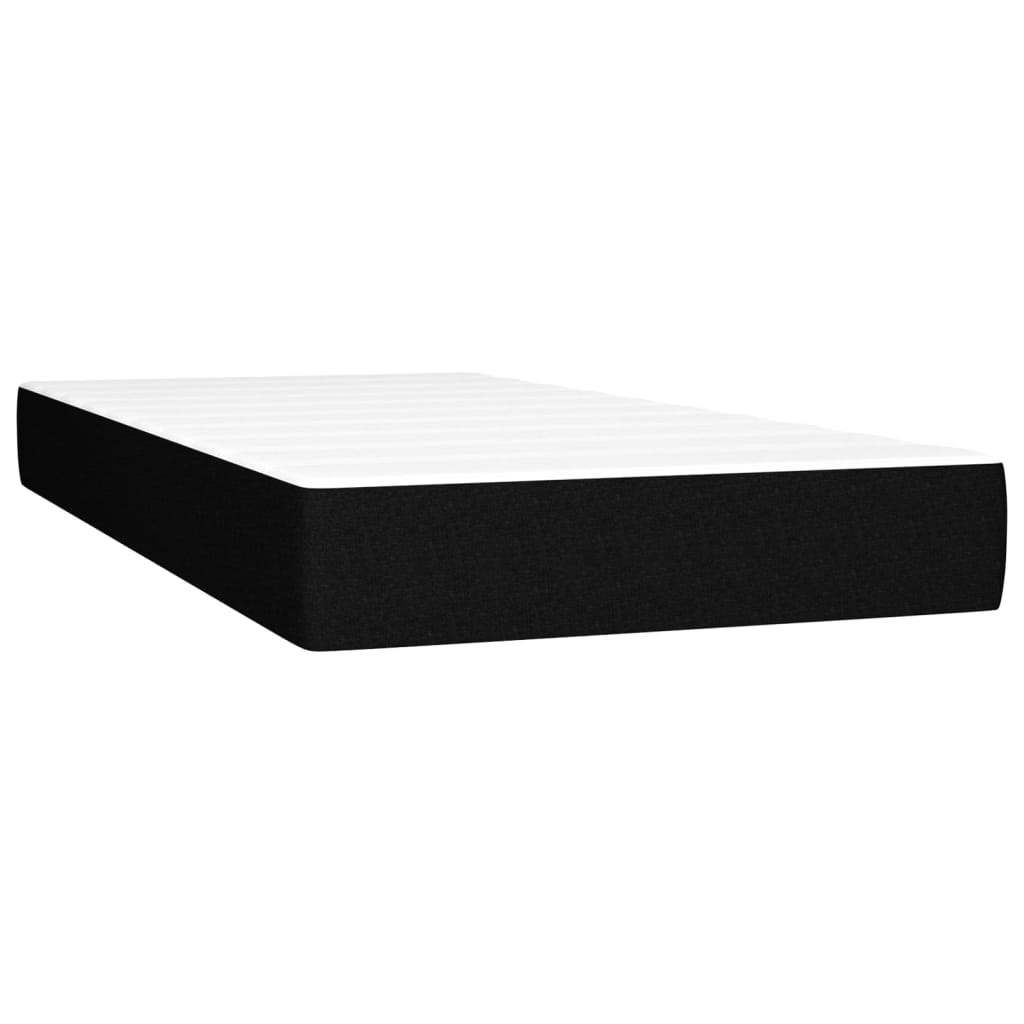 Cama Box Spring Colchón Y Luces Led Tela Negro 90x190 Cm / Vetonek_1