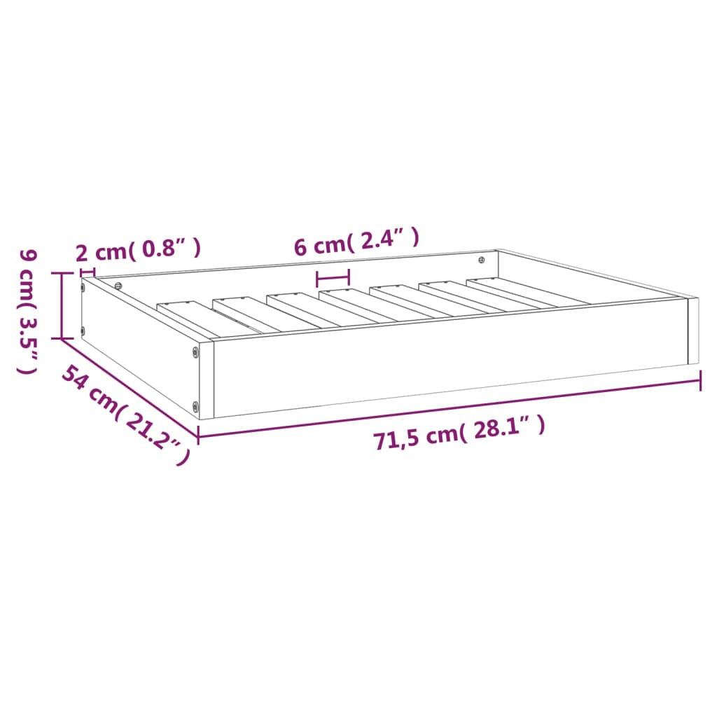 Vidaxl Cama Para Perros Madera Maciza De Pino Gris 71,5x54x9 Cm_2
